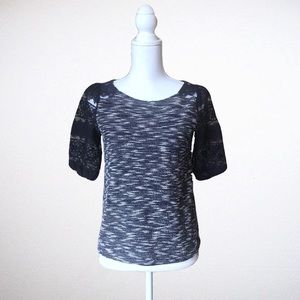 Anthropologie Postage Stamp Knit and Lace Top XS